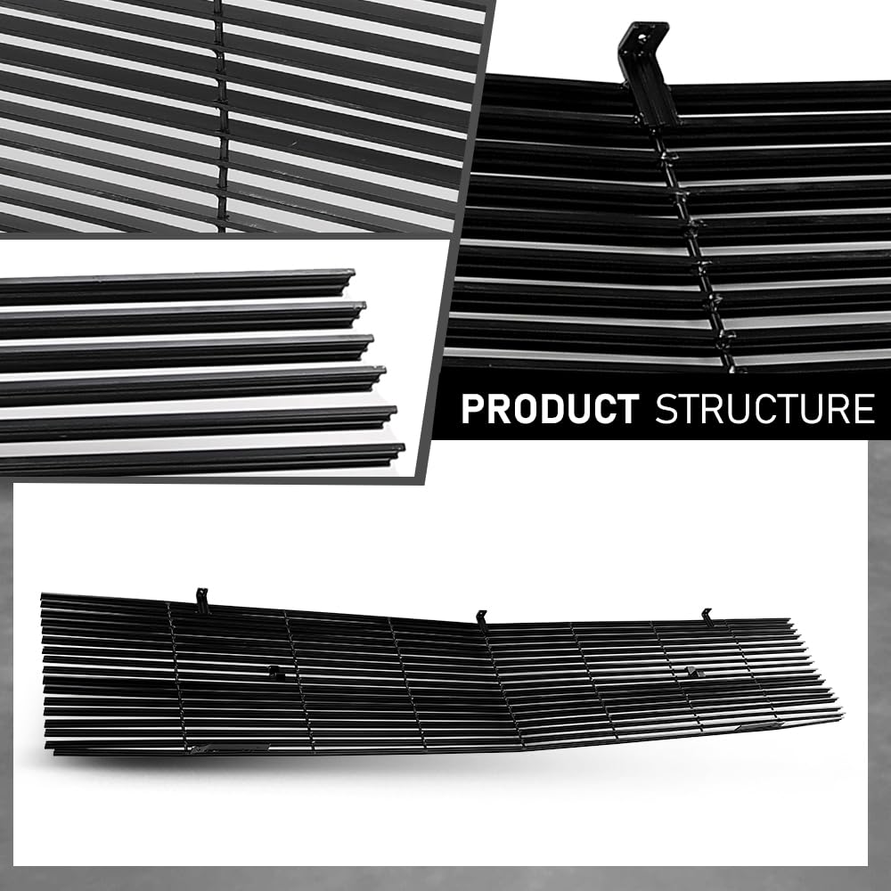 G-PLUS Chrome Billet Grille Compatible with Chevy GMC C/K Pickup Suburban Blazer Jimmy 1981-1988 Main Upper Stainless Steel Front Grill Insert (Phantom Style w/Stacked Lights)