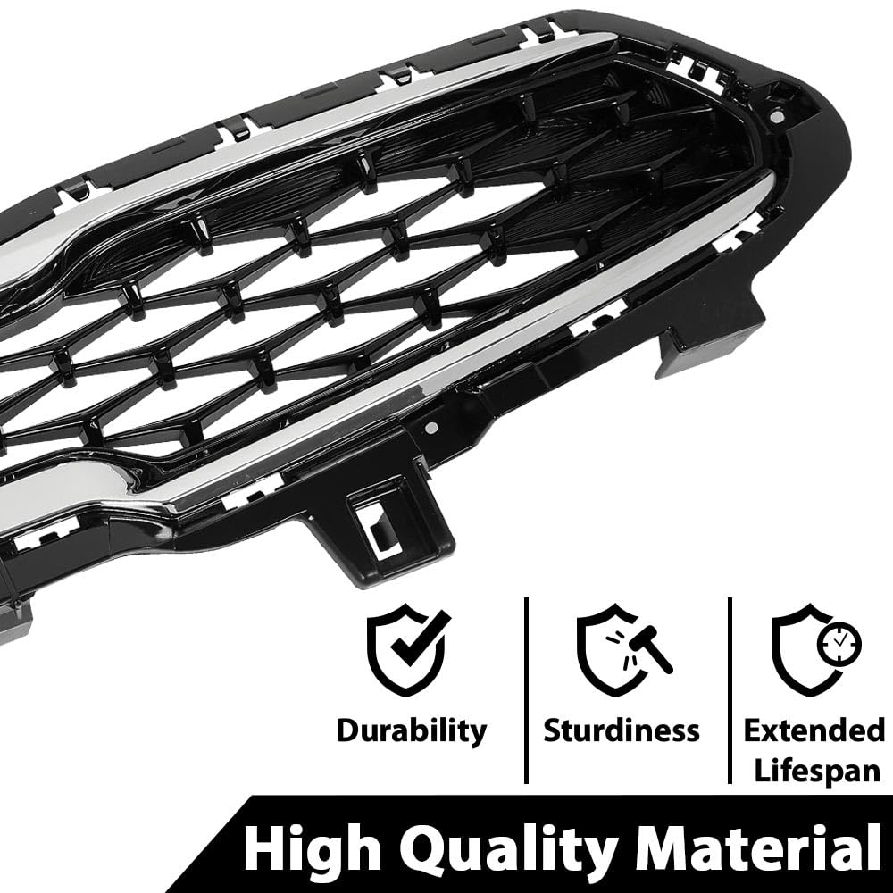 G-PLUS Front Upper Bumper Grille & Radiator Sight Shield Cover Compatible with Kia Forte 2019-2021 KI1224116 KI1200205 86370M7000 86350M7010