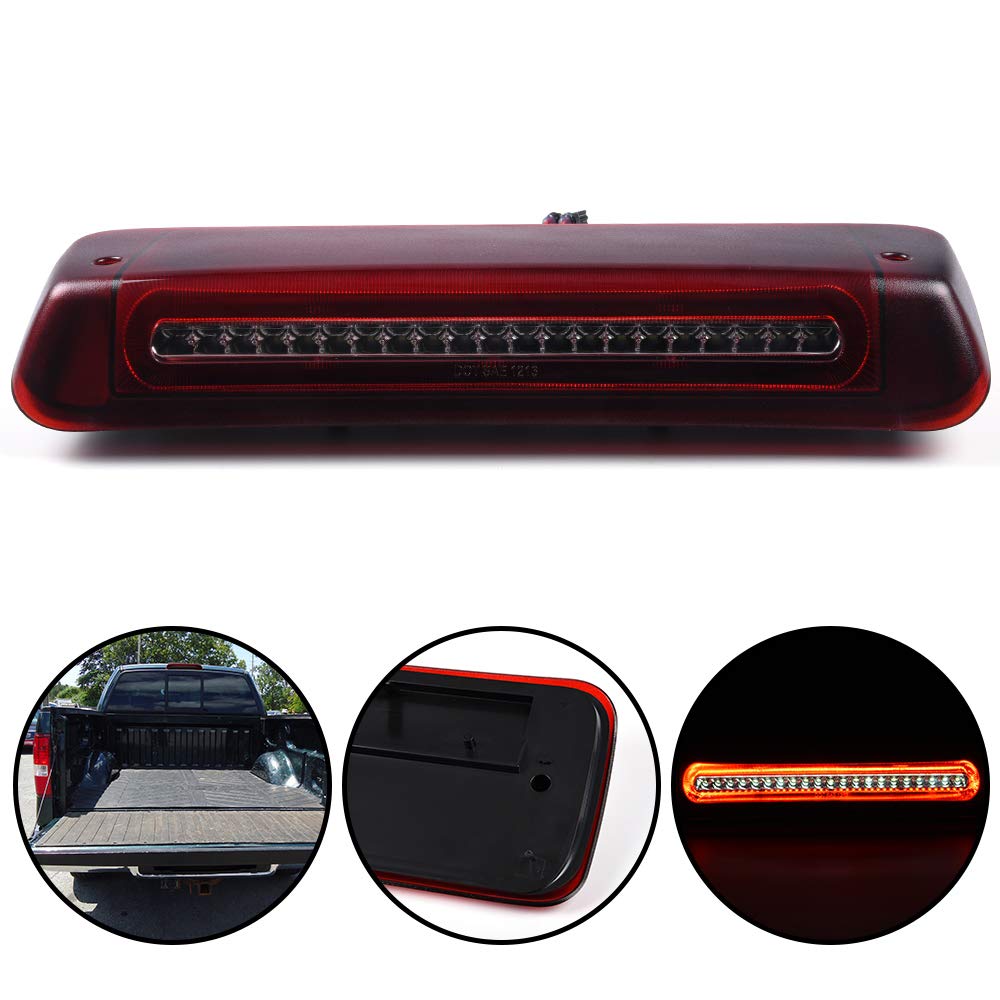 G-PLUS Rear LED 3rd Third Brake Light Compatible With 2004-2008 Ford F150 2005 2006 2007 Cargo Tail Stop Lamp Waterproof (Red Housing Clear Lens)
