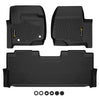 G-PLUS TPE Floor Mats Compatible with Ford F250 F350 F450 2017-2024 Super Duty Crew Cab w/Under Seat Storage Floor Liners All Weather Full Cover Protection 1st & 2nd Row Black Cargo Liner
