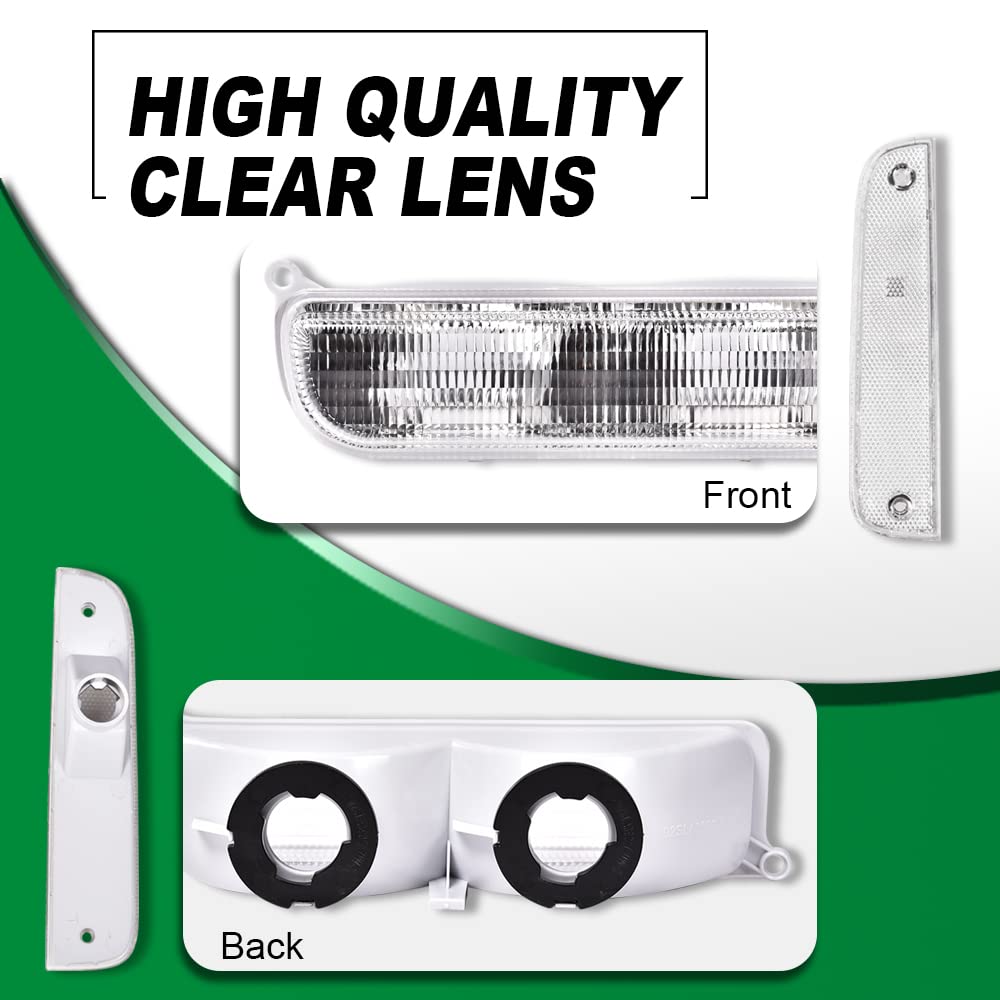 G-PLUS Corner Lights & Bumper Signal Lights Compatible with 1997-2001 Jeep Cherokee XJ,4 Pieces (Clear lens Chrome Housing Clear Reflector)