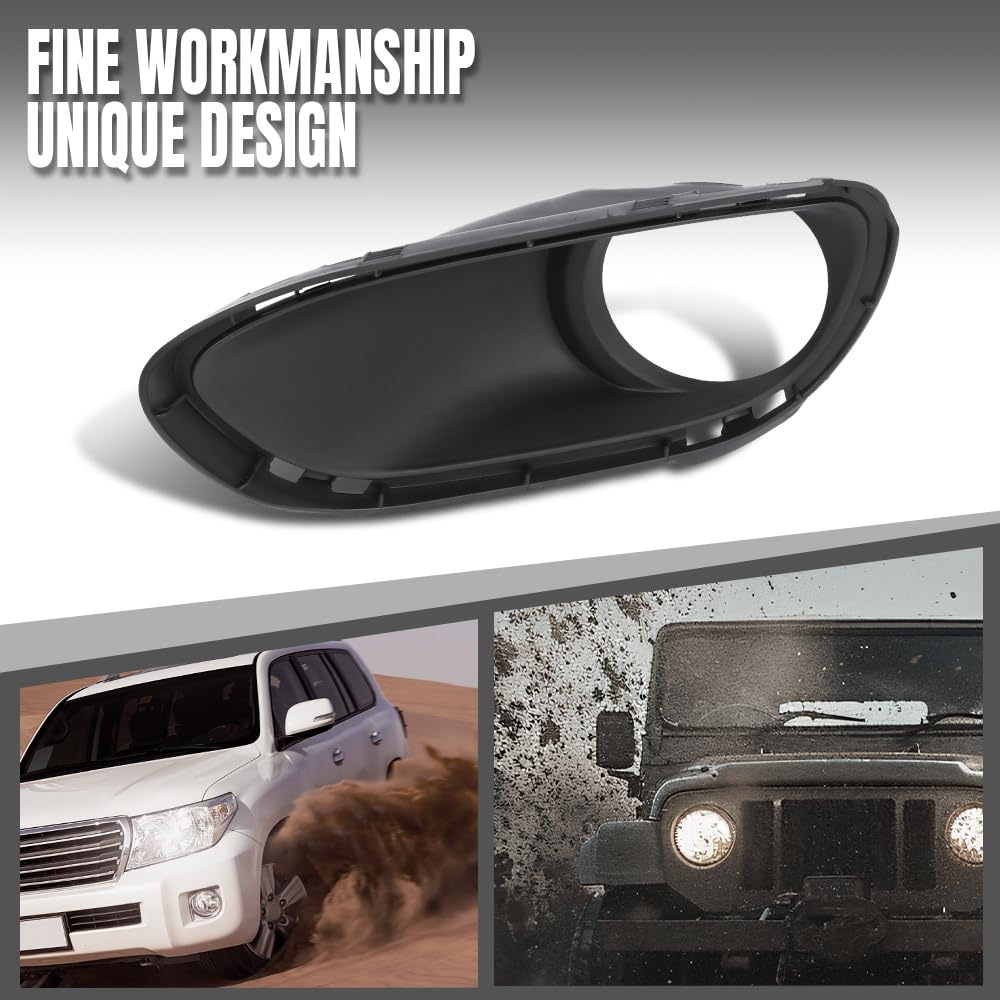 G-PLUS Fog Light Trim Driving Lamp Front Driver Left Side Hand Compatible with Porsche Cayenne Turbo 2011 2012 2013 2014, Fit Porsche Cayenne Turbo S 2013-2014 95850509300, PO1038105 Black