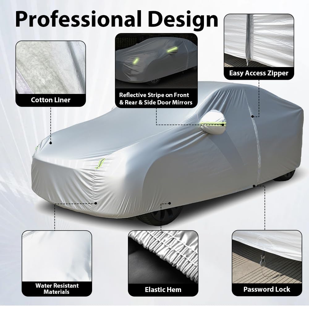 Heavy-Duty SUV Car Cover Waterproof All Weather for Universal SUV, Outdoor Rain Sun Snow UV Protection, Indoor Dust and Scratch Resistant YL (187 * 75 * 69 inch)