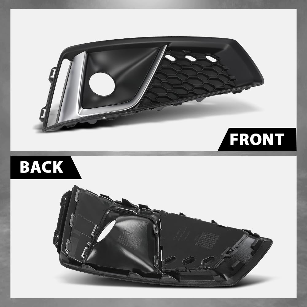 G-PLUS Pair Fog Light Cover, Compatible with Audi A4 S-Line / A4 Quattro / S4 2019, Bumper Grille Bezel, LH Driver & RH Passenger 2PCS, 8WD807681J, 8WD807682J