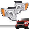 G-PLUS Headlights Assembly, Compatible with 2009-2014 Ford F150(NOT Fit LED Style,Only Fit w/o LED Style) Clear Lens Chrome Housing Amber Reflector, Left & Right Bumper Headlamps,faros delanteros