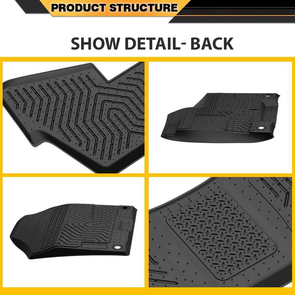 G-PLUS TPE Floor Liners, Compatible with Honda Pilot Sedan & Hatchback Coupe 8 Passenger Models 2016-2022, 1st & 2nd & 3rd Row Cargo Liner Accessories, 4PCS Black