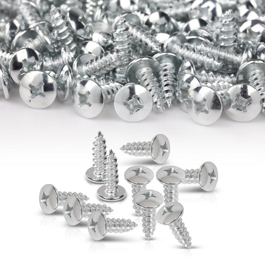 G-PLUS License Plate Screws Self Tapping Pan Head Compatible with Most Vehicles (100 Pkg)