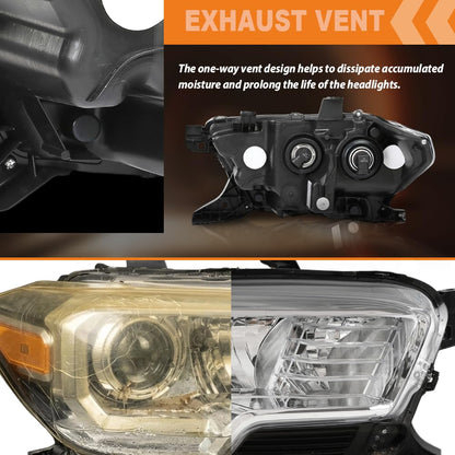 G-PLUS Headlight Assembly Right Side w/o LED Daytime Running Light Compatible with Toyota Tacoma 2016-2018 Fit Models Without Factory LED Daytime Running Light Only White