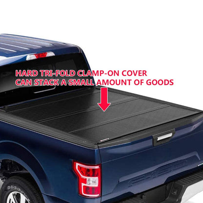 G-PLUS Black T3 Tri Fold Hard Top Truck Bed Tonneau Cover Compatible with Chevy Silverado/GMC Sierra 1500 2014-2018 | 5.8' Extra Short Bed | 2015 2016 2017