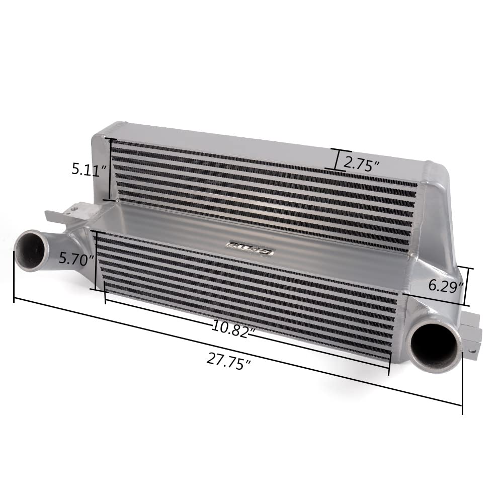 Performance Front Mount Aluminum Intercooler Compatible With Ford Mustang 2.3L EcoBoost 2015 2016 2017 Silver