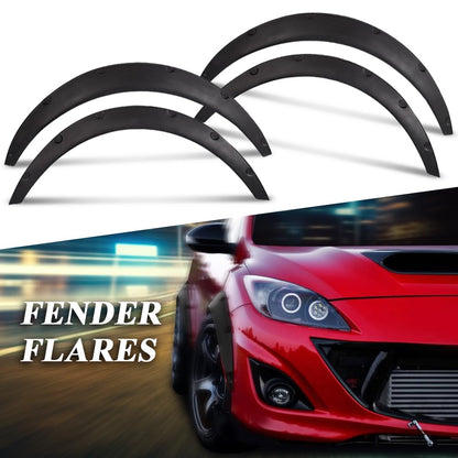 G-PLUS 4Pcs Universal Fender Flares, Durable Polyurethane Extra Wide Auto Car Body Kit NOT Fit Pickup, NOT Fit Corolla/Mercury Mentego, Wheel Protector (Front 23.4"*9.6" & Rear 25.2"*10.8")