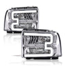 G-PLUS LED DRL Headlights, Compatible with Ford F250 F350 F450 F550 Super Duty 2005 2006 2007 Bumper Headlamps, Clear Lens Chrome Housing Clear Reflector,faros delanteros