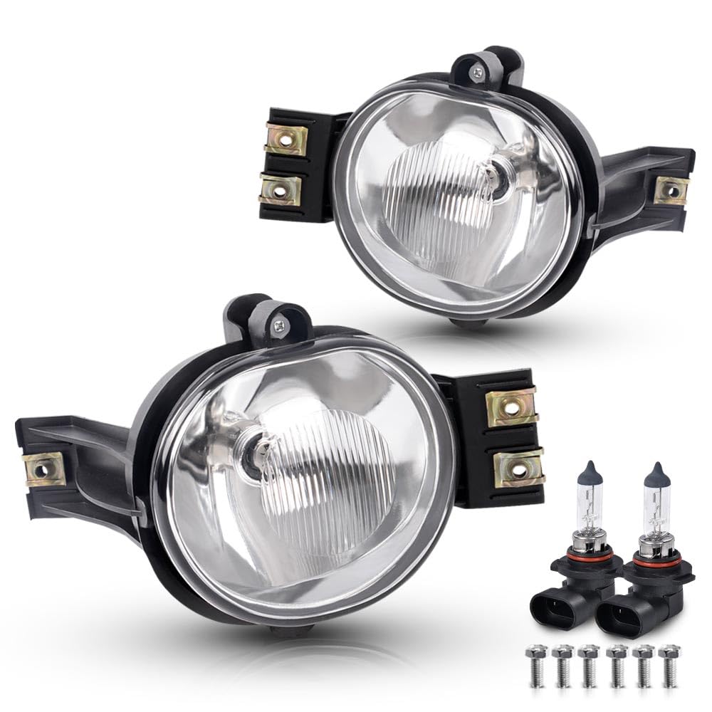 G-PLUS Front Bumper Fog Lights Compatible with Dodge Ram 1500 2002-2008/2003-2009 Ram 2500 3500/2004-2006 Durango Pair+Bulb Driver and Passenger Side Driving Lamps Clear Lens