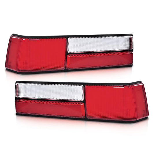 G-PLUS Taillight Taillamp Lens Red Left & Right Pair Set Compatible with Ford Mustang 1987-1993 E7ZZ13405A, E7ZZ13404A, FO2800168, FO2801168