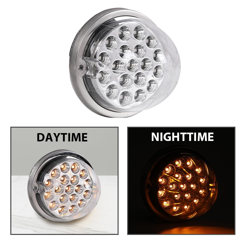 G-PLUS Clear Lens Amber LED Light Marker Turn Signal Light Lamp w/Base universal