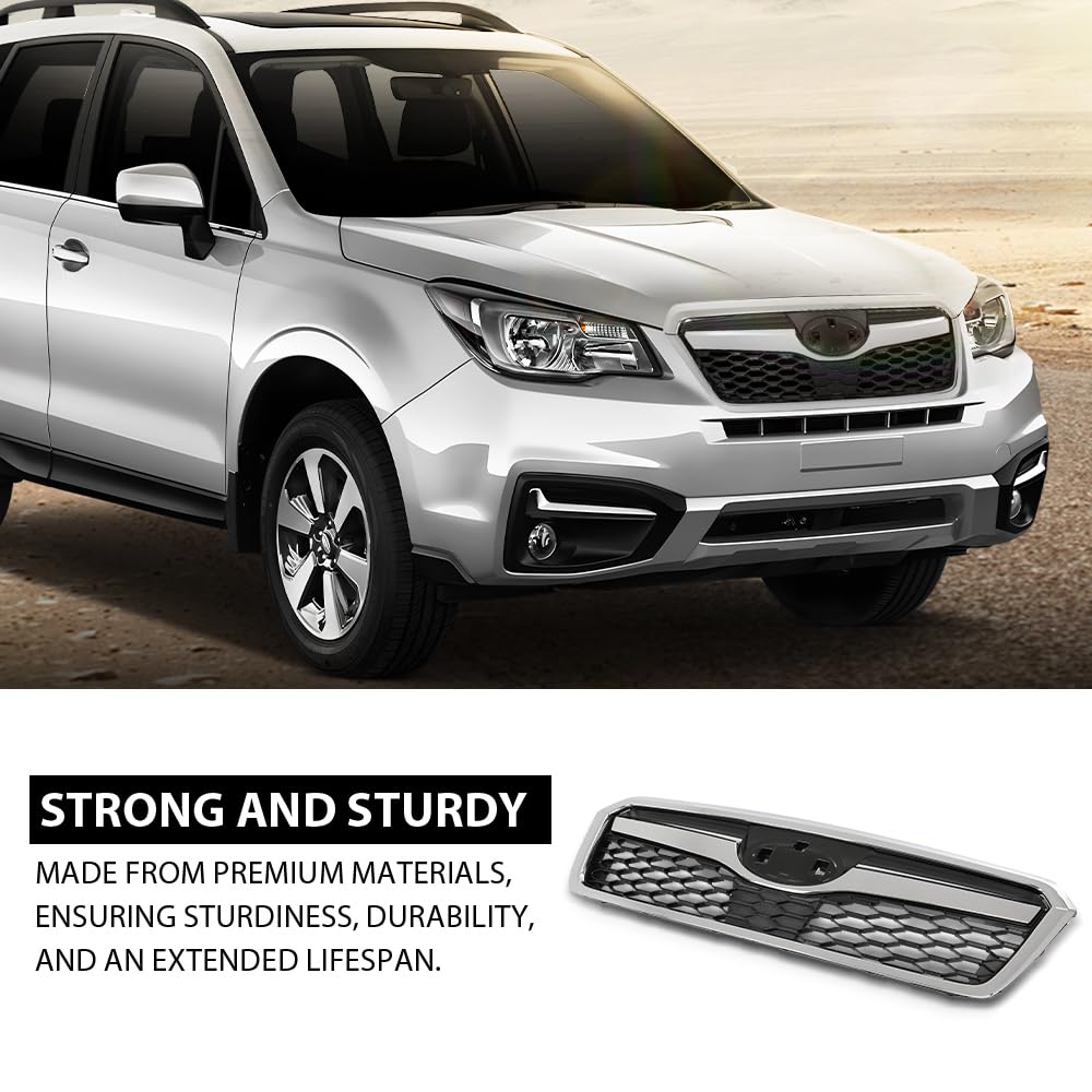 G-PLUS Front Chrome Grille Grill Factory Style Compatible with Subaru Forester 2014-2018 91121SG060, 91121SG040