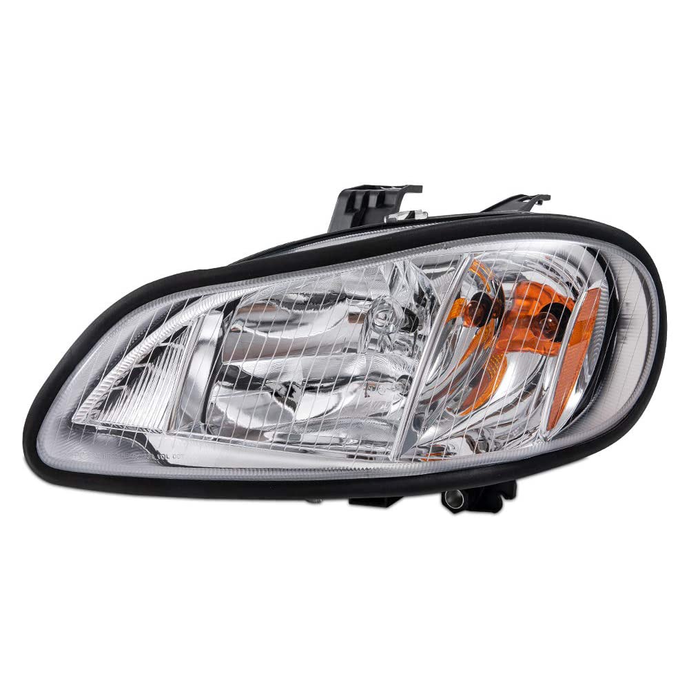 G-PLUS Headlights Assembly, Compatible with 2005-2012 Freightliner M2 Models Left Bumper Headlamps, Clear Lens Chrome Housing Amber Reflector