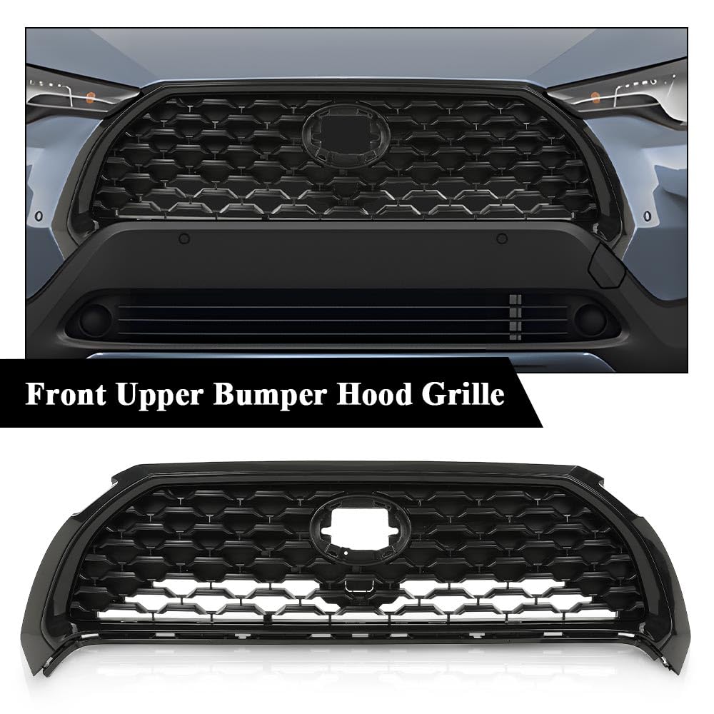G-PLUS Front Upper Bumper Hood Grille Mesh Grill Compatible with Toyota Corolla 2022-2023, Only Fit for Low-Equipped Models w/o Camera 531000A130