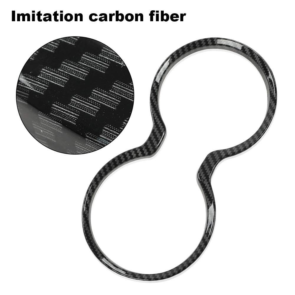 G-PLUS Gear Shift Cup Holder Cover Trim Bezel Compatible with Jeep Grand Cherokee 2011-2021 Black Carbon Fiber