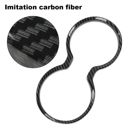 G-PLUS Gear Shift Cup Holder Cover Trim Bezel Compatible with Jeep Grand Cherokee 2011-2021 Black Carbon Fiber