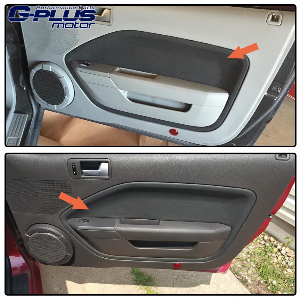G-PLUS Compatible With Ford Mustang 2005 2006 2007 2008 2009 Red Synthetic Leather Door Panel Insert Card Covers Kit Replacement