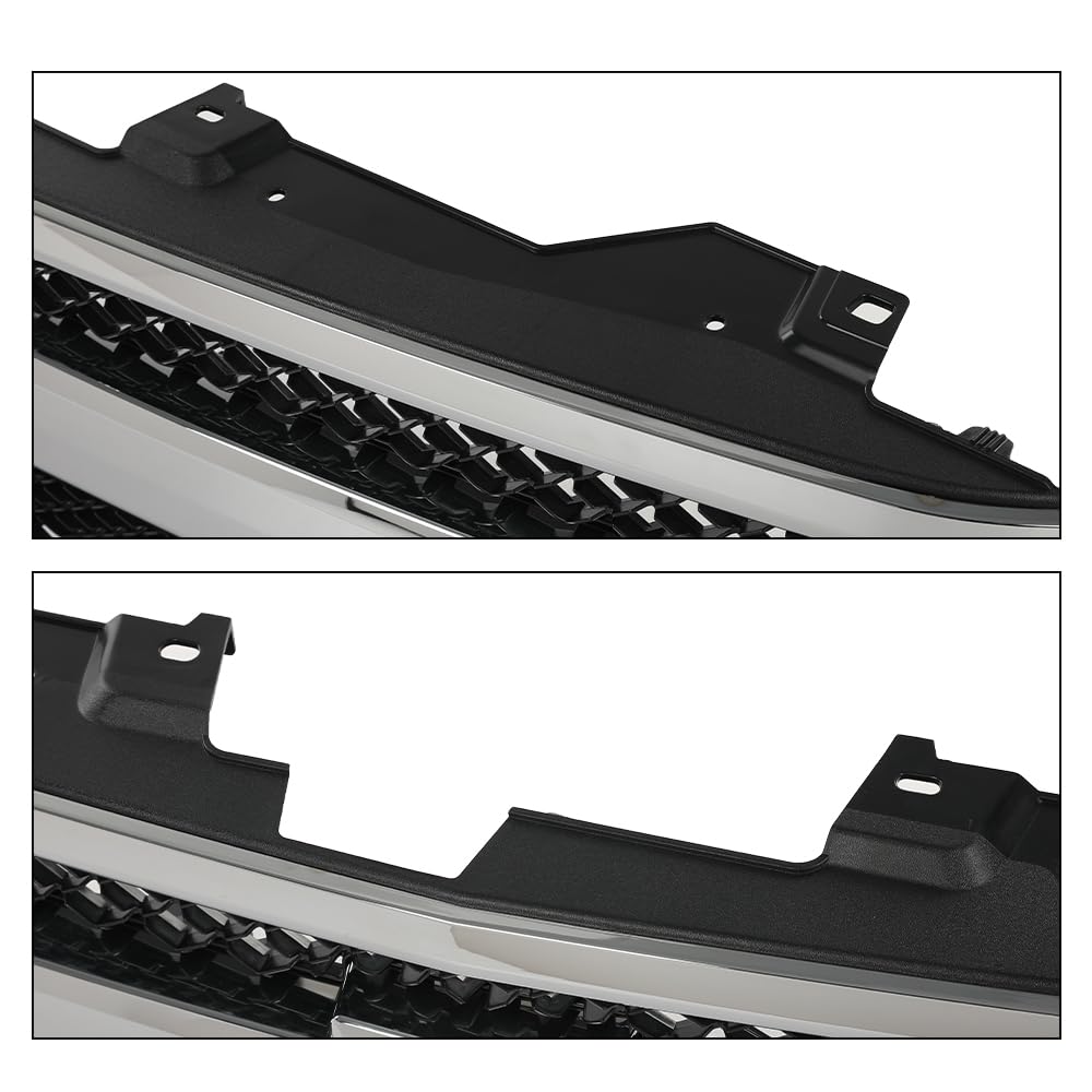 G-PLUS Chrome Truck Grill Compatible with Chevy Silverado 1500 Hybrid 2009-2013/Fit Silverado 1500 XFE 2010-2013/Fit Silverado 1500 LS LT LTZ WT 2007-2013 25810707 19303978 Front Bumper Grille Insert