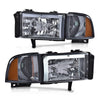 G-PLUS LED Headlights Assembly Fit Dodge Ram 1500 1994-2001,Fit Dodge Ram 2500 3500 1994-2002(Not for Ram Sport) Headlamps w/o Bulbs Smoky Lens Chrome Housing Amber Reflector Left & Right