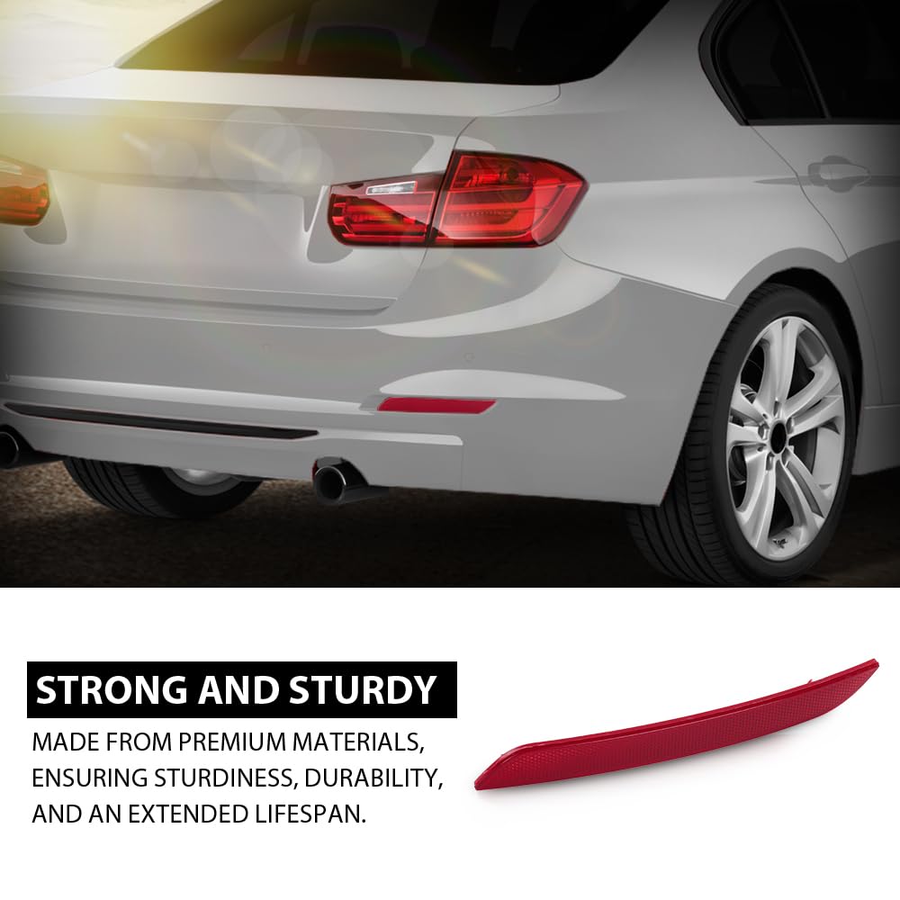 G-PLUS Rear Right Bumper Reflector, Compatible with BMW 320i 328i 328d 335i 428i 430i Base 2012-2017, Passenger Side, 63147382234, BM1185100