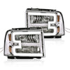 G-PLUS LED DRL Headlights, Compatible with 2005 2006 2007 Ford F250 F350 F450 F550 Super Duty Bumper Headlamps, Clear Lens Chrome Housing Amber Reflector