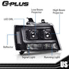 G-PLUS LED Tube Dual Projector Headlights, Compatible with 2007-2014 Chevy Tahoe/Suburban Bumper Headlamps Assembly, Clear Lens Black Housing Clear Reflector,faros delanteros