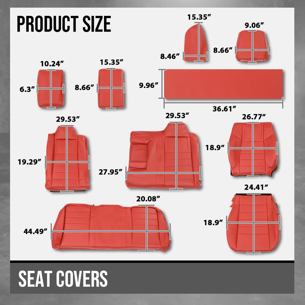 G-PLUS Front & Rear Seat Covers Full Set Compatible with Dodge Challenger SE SXT RT 2011-2014 (NOT Fit SRT8) Red