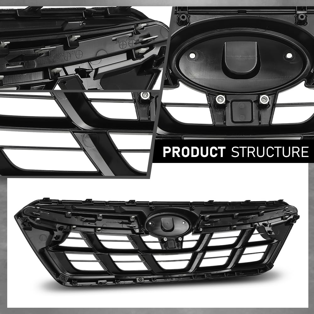 G-PLUS Front Bumper Grille Grill Dark Grey & Black Trim Compatible with Subaru Crosstrek 2021-2023 J1010FL320