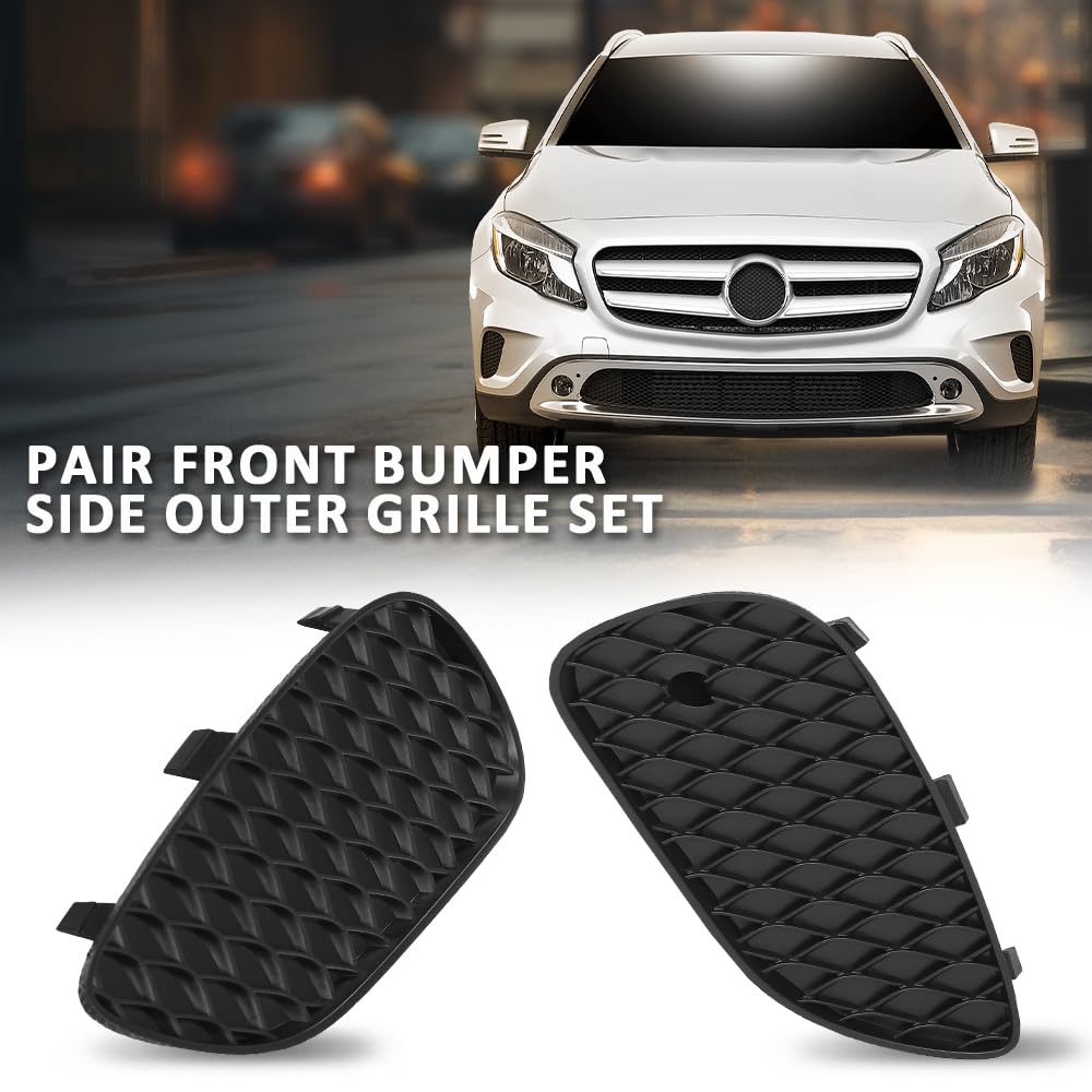G-PLUS Front Bumper Side Outer Grille Set Pair Compatible with Benz W156 X156 GLA 220 250 260 2015-2017 1568853322