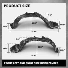G-PLUS Fender Liner 2PCS for Toyota Highlander 2008-2010 Front Black Close-up View
