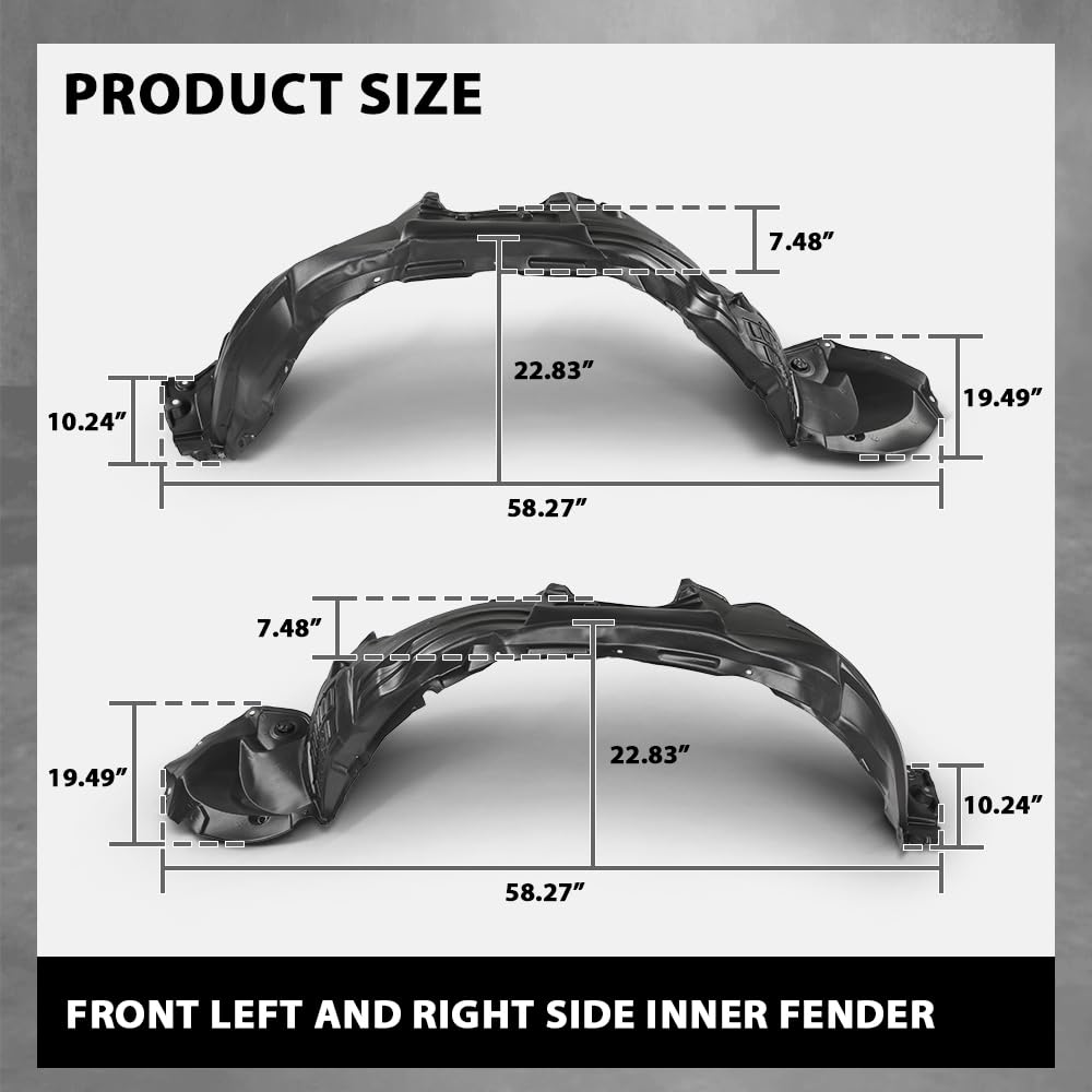 G-PLUS Pair Front Fender Liners Inner Assembly, Compatible with Toyota Highlander 2008-2010, Left Driver & Right Passenger Side 2PCS, TO1248150C, TO1249150C