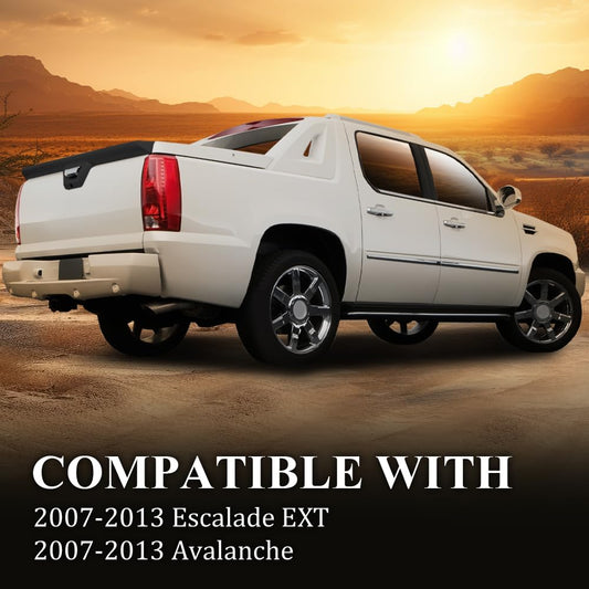 G-PLUS Tailgate Cap Cover Top Molding Trim Spoiler w/Camera Hole Compatible with Chevy Avalanche 2007-2013/Fit Cadillac Escalade EXT 2007-2013 19354904 19354903 15902098 25865156 GM1994113 Textured