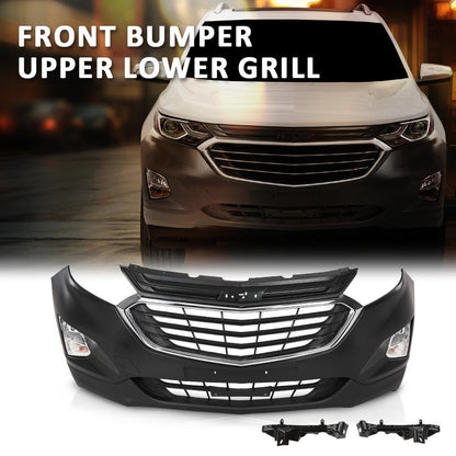 G-PLUS Front Bumper Cover Upper Lower Grille Set Compatible with Chevy Equinox 2018-2021 Grill 84150736, GM1200760, 84226249, 84226250