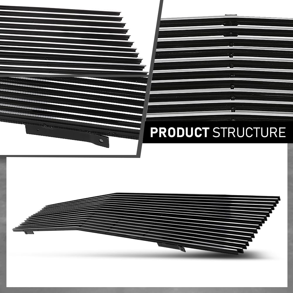 G-PLUS Chrome Billet Grille Compatible with Chevy GMC C/K Pickup Suburban Blazer Jimmy 1981-1988 Main Upper Stainless Steel Front Grill Insert (Phantom Style w/Stacked Lights)