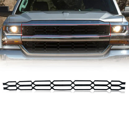 G-PLUS Front Upper Chrome Grille Insert Snap On Compatible with Chevy Silverado 1500 2016 2017 2018