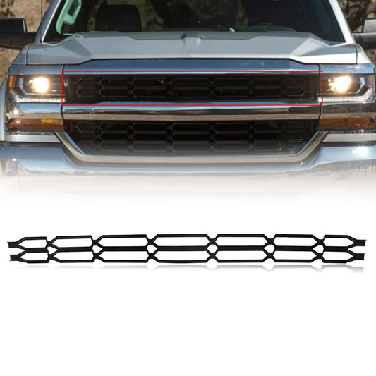 G-PLUS Front Upper Chrome Grille Insert Snap On Compatible with Chevy Silverado 1500 2016 2017 2018