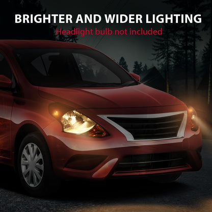 G-PLUS Headlights Assembly w/o Bulbs Driver and Passenger Side Compatible with Nissan Versa 2015-2019 260109KK0A 260609KK0A NI2503230 NI2502230Bumper Headlamps,faros delanteros