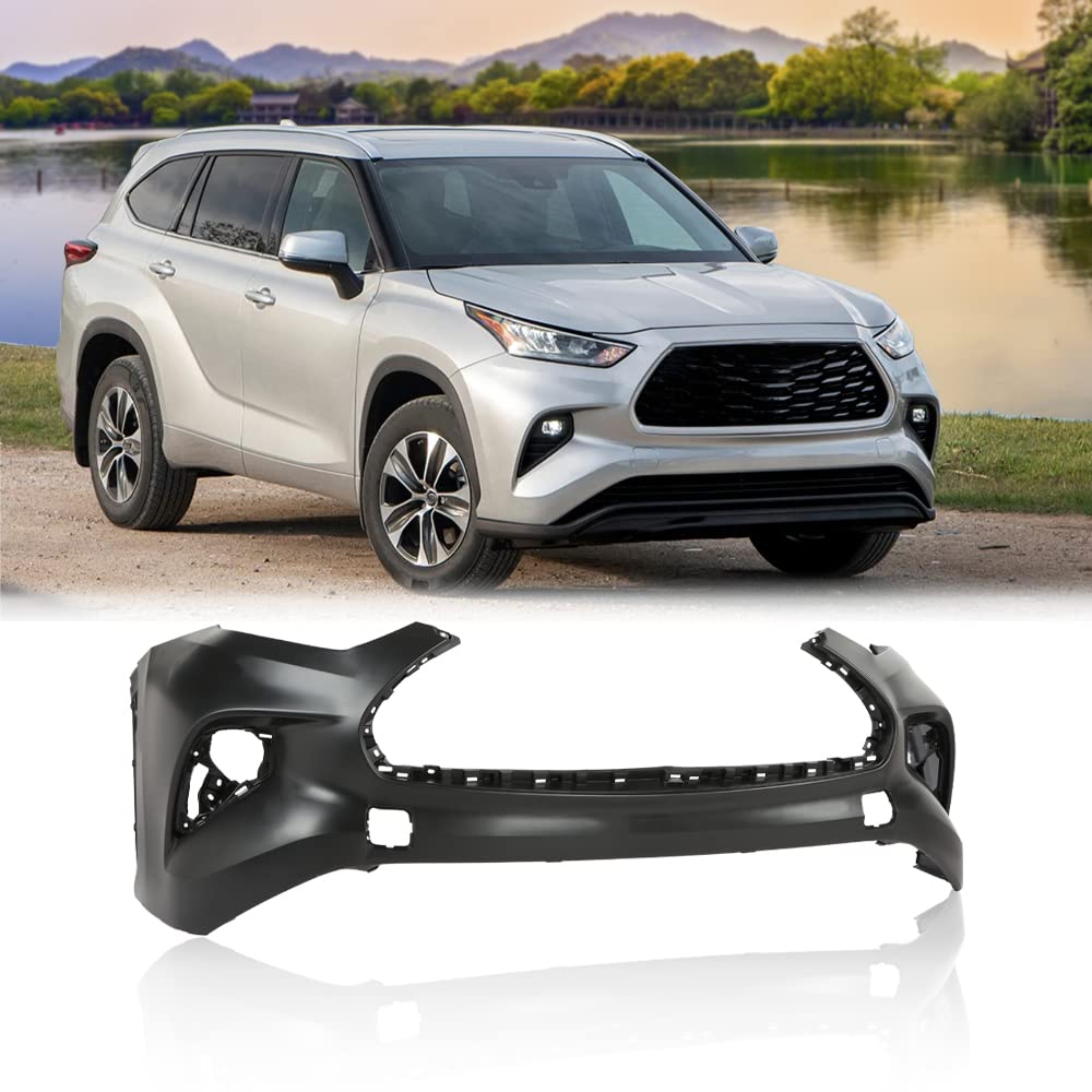 G-PLUS Front Bumper Cover, Compatible with Toyota Highlander 2020 2021 2022 Fit L, LE & XLE Models WITHOUT Park Assist ONLY TO1000462 521190E950