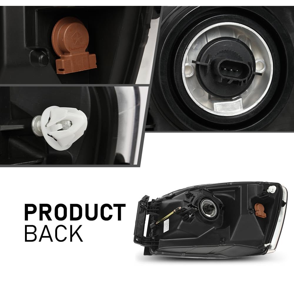 G-PLUS Headlights w/Bulbs Pair Compatible with Dodge Ram 1500 2006-2008 /Fit Dodge Ram 2500 3500 2006-2009,Clear Lens Black Housing Clear Reflector Bumper Headlamps,faros delanteros Assembly
