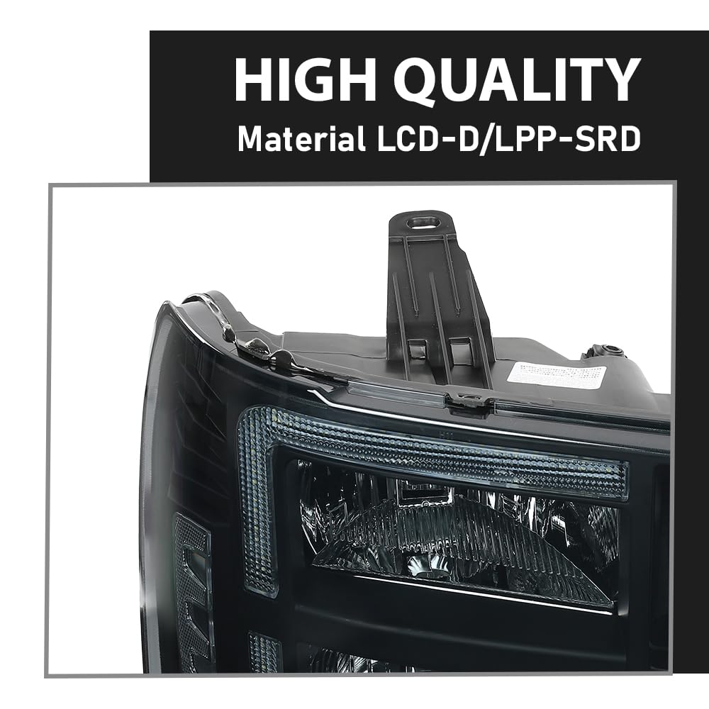 G-PLUS LED Headlights Assembly Front Headlamps Left+Right Fit GMC Sierra 1500 2007-2013, Fit GMC Sierra 2500HD 3500HD 2007-2014 Smoke Lens Black Housing Clear Reflector 22853029,faros delanteros