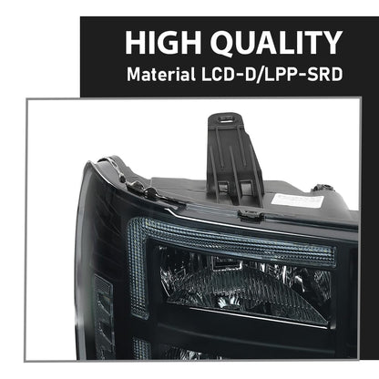 G-PLUS LED Headlights Assembly Front Headlamps Left+Right Fit GMC Sierra 1500 2007-2013, Fit GMC Sierra 2500HD 3500HD 2007-2014 Smoke Lens Black Housing Clear Reflector 22853029,faros delanteros