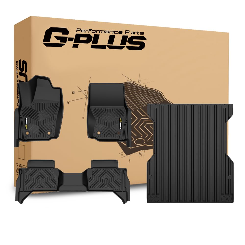 G-PLUS TPE Floor Mats Fit Toyota Tacoma Double Cab 2024-2025 1st & 2nd Row Truck Accessories Cargo Liners All Weather Protection 4PCS Alfombras para Carro