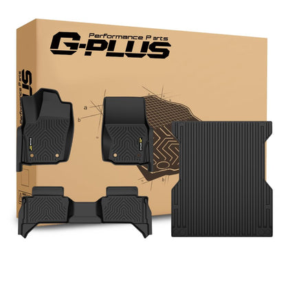 G-PLUS TPE Floor Mats Fit Toyota Tacoma Double Cab 2024-2025 1st & 2nd Row Truck Accessories Cargo Liners All Weather Protection 4PCS Alfombras para Carro