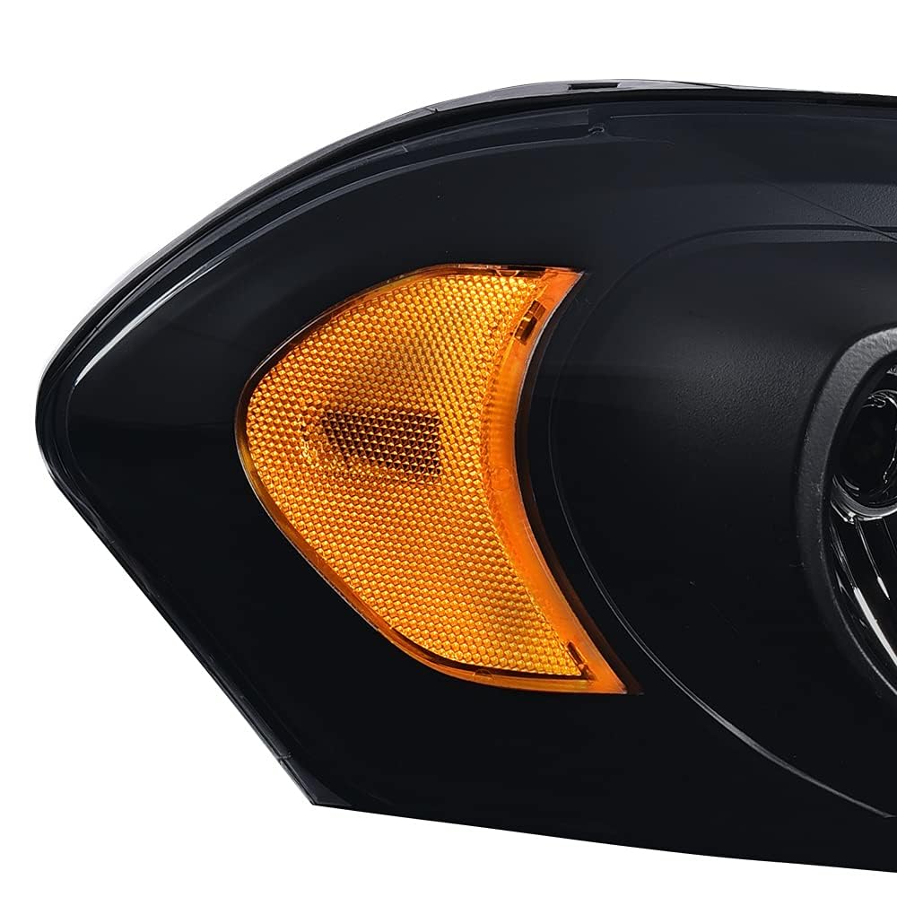 G-PLUS Headlights Assembly Fit Chevy Monte Carlo 2006 2007/Chevy Impala 2006-2013/Chevy Impala Limited 2014 2015 2016 Headlamps W/o Bulbs Smoky Lens Black Housing Amber Reflector,faros delanteros