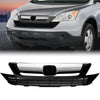 G-PLUS Front Upper Lower Bumper Grille Mesh Grill Cover Guard Compatible with Honda CRV 2007 2008 2009 Black/Chrome Trim