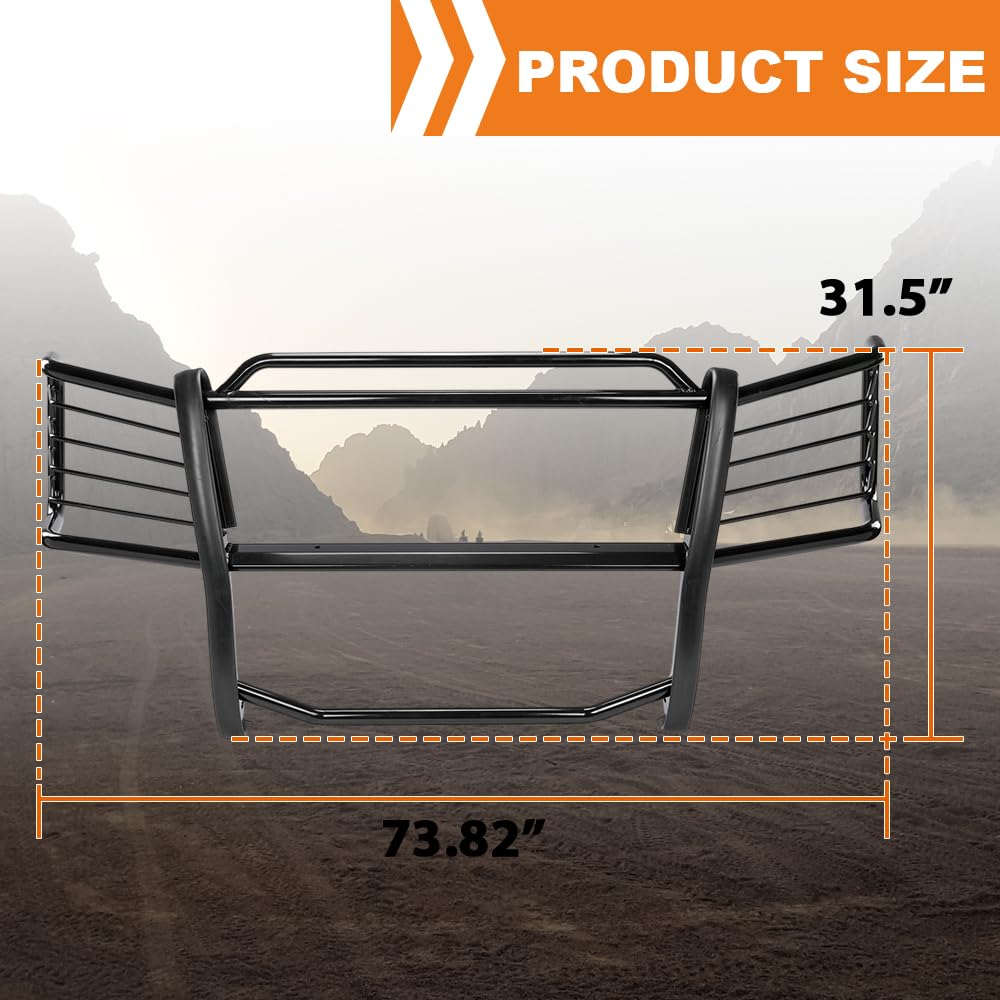 G-PLUS Bumper Grille Grill Brush Guard Compatible with Chevy Avalanche 1500 2002-2006(With Body Cladding) Black